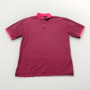 Ashworth Golf Polo Shirt Mens Size XL Red Blue‎ Striped Luxury Cotton